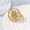 Sun Hollow 304 Stainless Steel Open Cuff Rings for Women RJEW-A091-18G-3