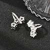 Brass Micro Pave Clear Cubic Zirconia Cuff Earrings EJEW-G471-40P-3