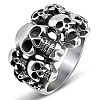 Steam Punk Style Titanium Steel Multi-Skull Finger Rings SKUL-PW0005-08D-1