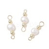 Natural Cultured Freshwater Pearl Potato & Round Electroplate Non-magnetic Synthetic Hematite Beaded Connector Charms PALLOY-JF04191-01-1