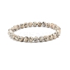 Natural Sesame Jasper/Kiwi Jasper Round Beaded Stretch Bracelet BJEW-JB07873-01-1