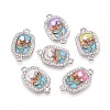 Alloy Crystal Rhinestone and ABS Imitation Pearl Connector Charms PALLOY-T092-08P-1