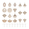 48Pcs 12 Style Undyed Natural Wooden Big Pendants WOOD-MP0001-01-2