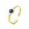 Gemstone Round 304 Stainless Steel Cuff Open Rings for Women RJEW-JR01063-4