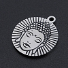 Non-Tarnish 201 Stainless Steel Etched Pendants STAS-N090-JN813-2