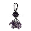 Flower Natural Amethyst Braided Thread Pendant Decorations HJEW-K046-04E-2