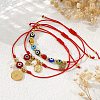 3Pcs Brass & 304 Stainless Steel Virgin Mary Charm Bracelets BA3044-1-2