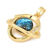 Brass Micro Pave Clear Cubic Zirconia with Glass Pendants KK-G524-01G-06-2