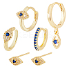6Pcs 5 Style Horse Eye Brass Dangle Hoop Earrings Set EJEW-FI0001-77-1