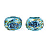 Flower Printed Transparent Acrylic Rondelle Beads TACR-S160-01-B01-2