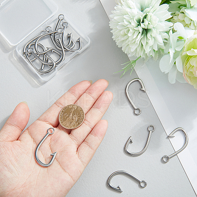 16Pcs 201 Stainless Steel Hook Clasps STAS-DC0010-65-1