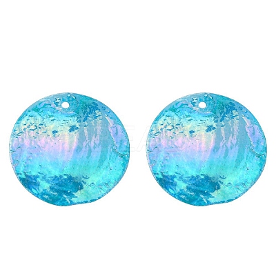 AB Color Plated Capiz Shell Pendants SSHEL-T008-01B-1