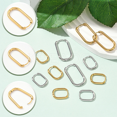 8 Pairs 4 Styles 304 Stainless Steel Oval Hoop Earrings EJEW-SC0001-75-1