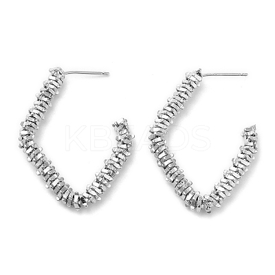 Rack Plating Brass Beaded Rhombus Stud Earrings for Women EJEW-D059-30P-1