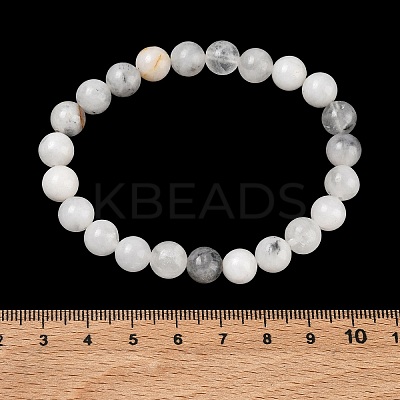 Natural Tourmalinated Quartz Round Beaded Stretch Bracelets GG-CBA12F1-02A-11-1