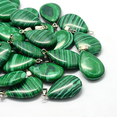 Teardrop Dyed Synthetic Malachite Pendants G-Q368-01-1