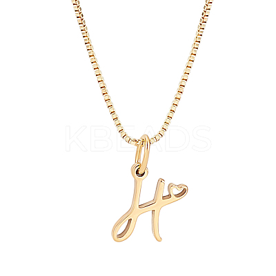 1pc Brass Chain & 304 Stainless Steel Letter Pendant Necklaces NJEW-LP0001-40H-G-1