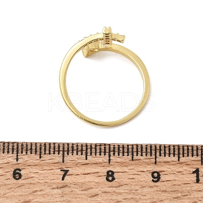 Adjustable Brass Micro Pave Cubic Zirconia Cuff Open Rings CU-CBABA66-05G-1
