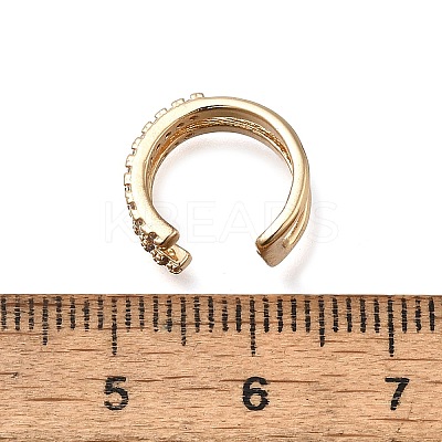 Brass Clear Cubic Zirconia Cuff Earrings EJEW-Q025-03A-G-1