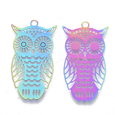 Ion Plating(IP) 201 Stainless Steel Filigree Pendants STAS-R102-23-1