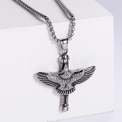 Fashion 304 Stainless Steel Cross Animal Eagle Pendant Necklaces for Men NS1434-1-1