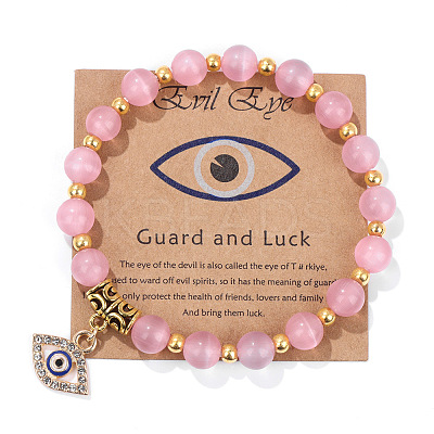 Cat Eye Round Beads Stretch Bracelets FS-WG18FCB-05-1