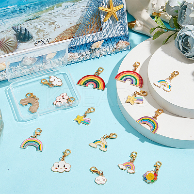 15Pcs Rainbow Alloy Enamel Badge Reel Pendant Decoration HJEW-DR00047-1