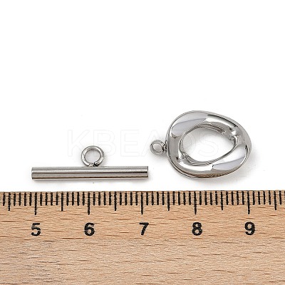 Oval 304 Stainless Steel Toggle Clasps STAS-L022-537P-1