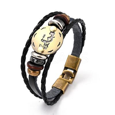 Braided Leather Cord Retro Multi-strand Bracelets BJEW-L616-20D-1