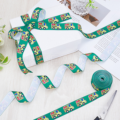 10 Yards Back To School Theme Polyester Grosgrain Ribbon OCOR-WH0082-82A-1