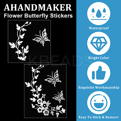 12 Sheets 12 Styles Flower Plastic Self Adhesive Car Stickers STIC-GA0001-11-1