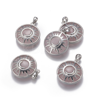 Natural Rose Quartz Pendants G-XCP0001-47-1