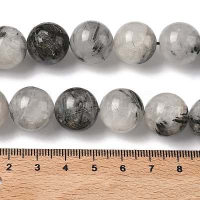 Natural Tourmalinated Quartz Beads Strands G-F818-A09-16mm-1