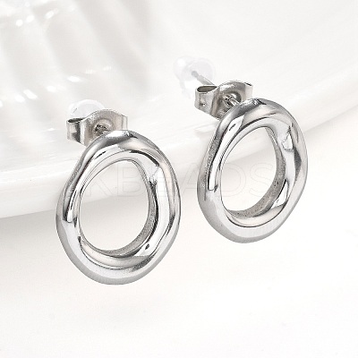 304 Stainless Steel Chunky Oval Studs Earrings for Women EJEW-K306-28P-1