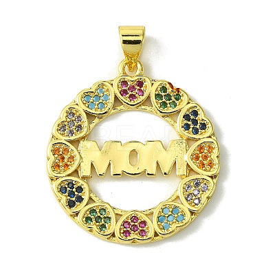 Mother's Day Brass Micro Pave Cubic Zirconia Pendants KK-H472-04G-03-1