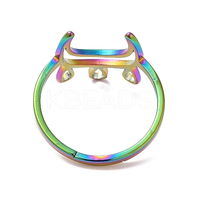 Ion Plating(IP) 304 Stainless Steel Crescent Moon Adjustable Ring for Women RJEW-M149-11RC-1