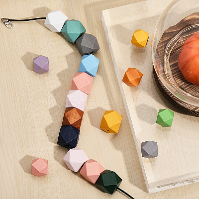 48Pcs 24 Styles Spray Painted Natural Wood Beads WOOD-CA0001-73-1