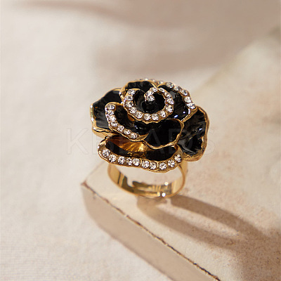 Adjustable Alloy Rhinestone Finger Rings for Women TP7794-3-1