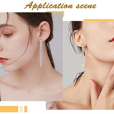 Boho Tassel Chandelier Earrings Cubic Zirconia Long Earrings Crystal Dangling Earrings Long Drop Chain Earrings Long Rhinestone Tassel Earrings for Women JE1070B-1