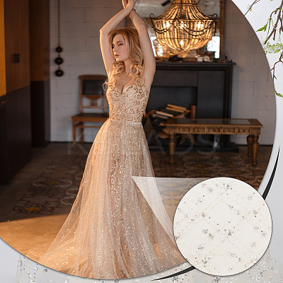 Sequin Polyester Lace Fabric DIY-WH0622-147A-1