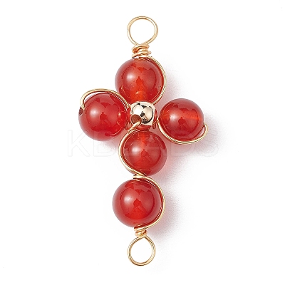 Natural Mixed Gemstone Connector Charms PALLOY-JF02228-1