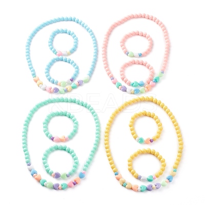 Stretch Kids Beaded Necklace & Bracelet Jewelry Sets SJEW-JS01198-1