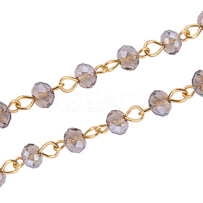 Handmade Rondelle Glass Beads Chains for Necklaces Bracelets Making X-AJEW-JB00037-05-1