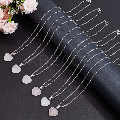 10Pcs Natural Rose Quartz Geometry Pendant Necklace NJEW-BBC0001-17-1