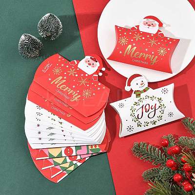 16Pcs 4 Styles Christmas Theme Paper Pillow Gift Boxes CON-FS0001-22-1