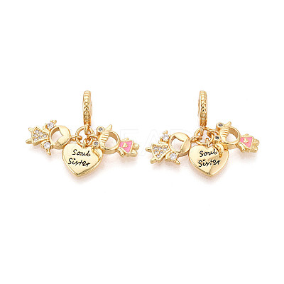 Brass Micro Pave Cubic Zirconia Pendants X1-KK-N271-16G-1
