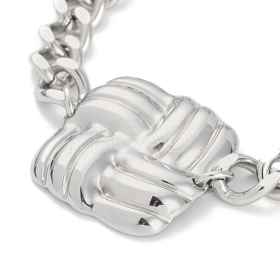 Non-Tarnish 304 Stainless Steel Cuban Link Chain Square Link Bracelets for Women BJEW-C071-06P-1