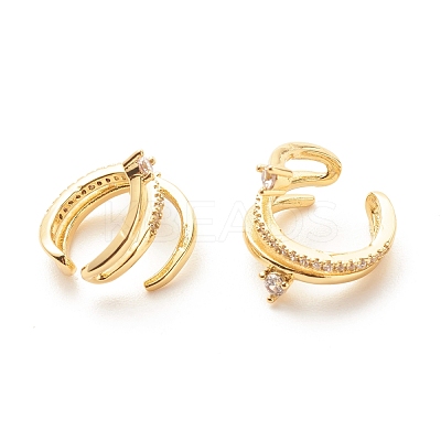 Clear Cubic Zirconia Wrapped Cuff Earrings EJEW-A066-04G-1