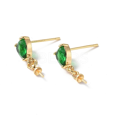 Brass Glass Rhinestone Stud Earrings Findings KK-B063-02G-02-1