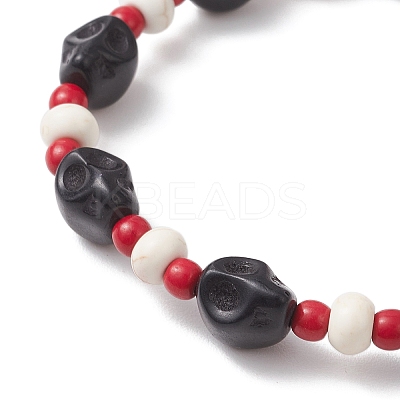 Synthetic Turquoise & Glass Seed Beads Bracelets BJEW-JB12170-01-1